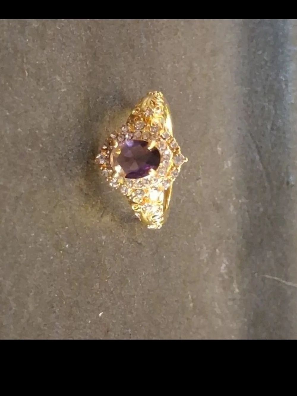 14K Gold Amethyst Halo Ring